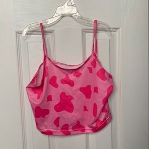 Pink cow print tank top